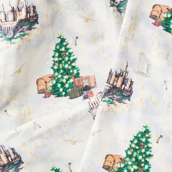 Harry Potter Hogwarts Teen Christmas Organic Flannel Pajama Set - PBT - Picture 2 of 5